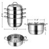 3 Tier Large Stainless Steel Steamer Cookware Set