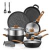 Pots and Pans Set with Lids 15 PCS, Aluminum Nonstick Induction Cookware Sets,w/Frying Pans, Saucepans, Stock Pot, Pizza Pan, Griddle Pan, and Food St