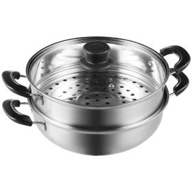 VEVOR Steamer Pot, 11in/28cm Steamer Pot for Cooking with 3QT Stock Pot and Vegetable Steamer, Food-Grade 304 Stainless Steel Food Steamer Cookware wi