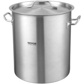 VEVOR Stainless Steel Stockpot, 42 Quart Large Cooking Pots, Cookware Sauce Pot with Strainer, Lid, and Handle, Heavy Duty Commercial Grade Stock Pot,