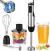 Immersion Blender Handheld, 1100W 5-in-1 Multi-Purpose Hand Blender, 12-Speed Stick Blender, 600ml Beaker, 500ml Chopper, Egg Whisk, Milk Frother, Bla