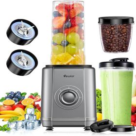 1200W Blender for Shakes and Smoothies, VEWIOR Personal Blender with 6 Blades, 22 oz * 2 BPA-Free To-go Cups, 3 Mode Controls for Kitchen (Banned by A