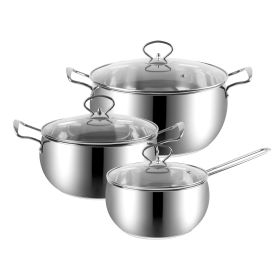 Sleek Stainless Steel 6-Piece Cookware Set: Mirror Polished Interior and Exterior