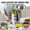 VEVOR 5-Tier Stainless Steel Steamer, 11'' Multi-Layer Cookware Pot with Handles on Both Sides, Work with Gas, Electric, Grill Stove Top, Dia-28cm, Sl