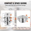 VEVOR Steamer Pot, 8.66in/22cm Steamer Pot for Cooking with 3QT Stock Pot and Vegetable Steamer, Large Capacity Stainless Steel Food Steamer Cookware