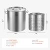 64QT Stainless Steel Stockpot Cooking Kitchen Sauce Pot with Basket Lid Handle