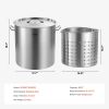 84QT Stainless Steel Stockpot Cooking Kitchen Sauce Pot with Basket Lid Handle