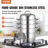 VEVOR 5-Tier Stainless Steel Steamer, 11'' Multi-Layer Cookware Pot with Handles on Both Sides, Work with Gas, Electric, Grill Stove Top, Dia-28cm, Sl