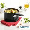 Farberware 3-Quart Aluminum Non-Stick Straining Saucepan With Lid, Black