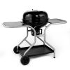 Kettle Charcoal Grill with 2 Side Tables, Storage Shelf, Upgraded Ash Catcher, Thermometer, Air Vents, Outdoor Cooking Barbecue Grill with Wheels