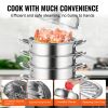 VEVOR 5-Tier Stainless Steel Steamer, 11'' Multi-Layer Cookware Pot with Handles on Both Sides, Work with Gas, Electric, Grill Stove Top, Dia-28cm, Sl