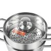 VEVOR Steamer Pot, 8.66in/22cm Steamer Pot for Cooking with 3QT Stock Pot and Vegetable Steamer, Large Capacity Stainless Steel Food Steamer Cookware