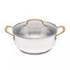 Classic 4.5qt Stainless Steel Dutch Oven with Cover and Brushed Gold Handles Matte White