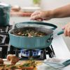 Cook + Create Aluminum Nonstick Saute Pan with Lid 3qt Agave Blue