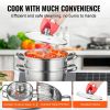 VEVOR Steamer Pot, 8.66in/22cm Steamer Pot for Cooking with 3QT Stock Pot and Vegetable Steamer, Large Capacity Stainless Steel Food Steamer Cookware