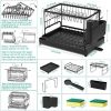 Tableware drying rack, 2nd floor large kitchen counter utensil drying rack, stainless steel utensil drying rack/knife/cup/cutting board with drainage