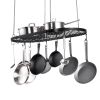 VEVOR Hanging Pot Rack, 32 inch Hanging Pot Rack Ceiling Mount, Ceiling Pot Rack with 12 S Hooks, 80 lbs Loading Weight, Ideal for Home, Restaurant, K