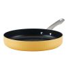 Farberware Style Nonstick 11.25" Cookware Deep Round Grill Pan, Yellow