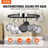 VEVOR Hanging Pot Rack, 32 inch Hanging Pot Rack Ceiling Mount, Ceiling Pot Rack with 12 S Hooks, 80 lbs Loading Weight, Ideal for Home, Restaurant, K