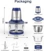 KOIOS 500W Powerful Electric Food Processor with 8 Cup Stainless Steel & Glass Bowls, 2 Speed Mode Electric Food Chopper with 2 Sets Blades Electric M