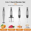 KOIOS 1100W Immersion Hand Blender, Stainless Steel Stick Blender with 12-Speed & Turbo Mode, 5-in-1 Handheld Blender with 600ml Mixing Beaker with Li