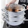 SOGA 3 Tier 30cm Heavy Duty Stainless Steel Food Steamer Vegetable Pot Stackable Pan Insert with Glass Lid