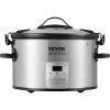 VEVOR Slow Cooker, 8QT 320W Electric Slow Cooker Pot with 3-Level Heat Settings Digital Slow Cookers with 20 Hours Max Timer, Locking Lid, Ceramic Inn