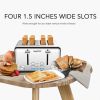 Toaster 4 Slice, Stainless Steel Extra-Wide Slot Toaster with Dual Control Panels of Bagel/Defrost/Cancel Function, 6 Toasting Bread Shade Settings, R