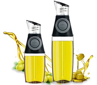 1pc Oil Dispenser Bottle; 17oz Olive Oil Dispenser Oil Sprayer; Clear Glass Refillable Oil And Vinegar Dispenser Bottle With Measuring Scale Pump For (Capacity: 500ML)