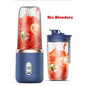 Portable Electric Juicer 400ml Lemon Orange Fruit Squeezer Multifunction Mixer Fruit Smoothie Blender Household Appliances (Color: Blue 2 cups)