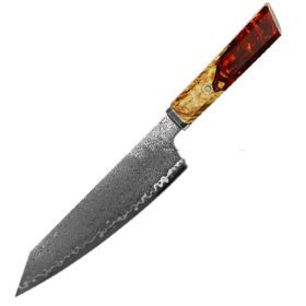 Chef's Knife For Japanese Cuisine In Damascus (Color: Red, size: )