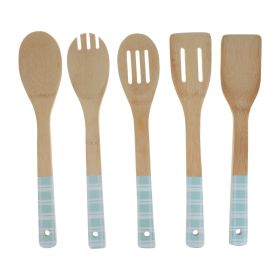 Bamboo Utensil Set 5PK (Color: Blue)