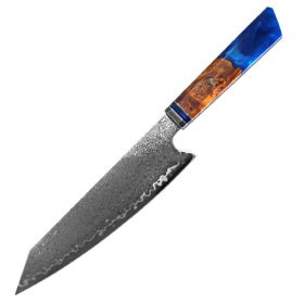 Chef's Knife For Japanese Cuisine In Damascus (Color: Blue, size: 34.7cm)