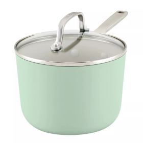 Hard Anodized 3qt Nonstick Ceramic Cookware Sauce Pan with Lid - Pistachio (Color: Pistachio)