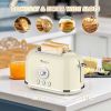 Toaster 2 Slice Retro Toaster Stainless Steel with 6 Bread Shade Settings and Bagel Cancel Defrost Reheat Function, Cute Bread Toaster with Extra Wide