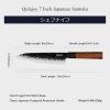 Qulajoy 7 Inch Santoku Knife - Professional Japanese Chef Knife - Razor Sharp 9cr18mov Blade - Hammered Kitchen Knife - Octagonal Rosewood Handle With