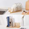 1pc Bamboo Dish Plate Bowl Drainer Storage