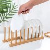 1pc Bamboo Dish Plate Bowl Drainer Storage