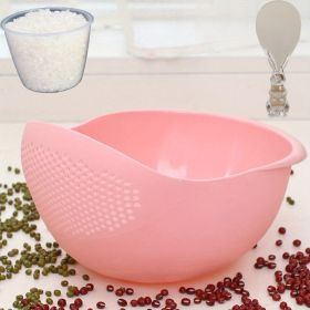 1pc/2pcs/3pcs Multi-Functional Kitchen Washing Basket Basin - Drain Water (Color: 3PCS Pink Rice Washing Machine With Rice Cup Rice Spoon)