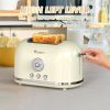 Toaster 2 Slice Retro Toaster Stainless Steel with 6 Bread Shade Settings and Bagel Cancel Defrost Reheat Function, Cute Bread Toaster with Extra Wide